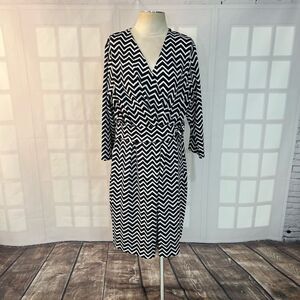 Talbots black & white zig zag print 3/4 sleeve dress size 2x